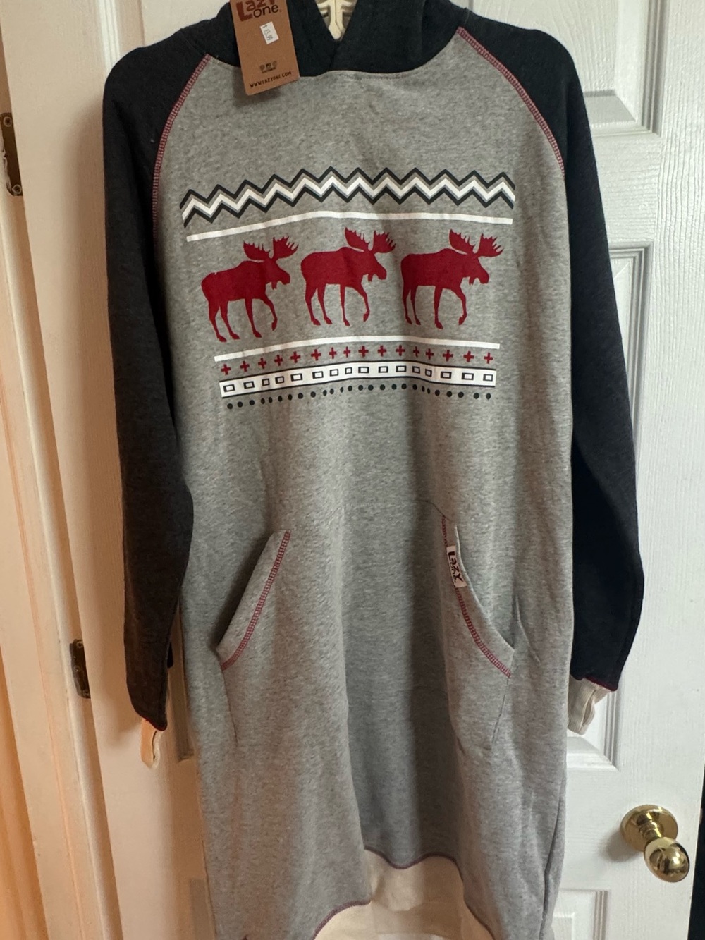 Lazy One NWT Cabin Moose Sleep Hoodie Dress S/M Super Soft Cozy Lounge